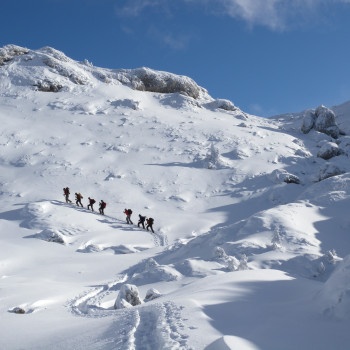 Legendäres Schneeschuhtrekking vom Jungfraujoch ins Lötschental - Unesco Weltnaturerbe mittendrin unterwegs
Eines der eindrücklichsten Gebiete der Alpen bietet sich förmlich an, mit Schneeschuhen gemütlich und beschaulich zu durchqueren. Keine andere Art des Besuchs dieses weltberühmten Gletschergebietes bringt uns diese faszinierende Landschaft so nah. Ein unvergessliches Erlebnis, diese Gletschermassen und Bergmassive zu durchschreiten